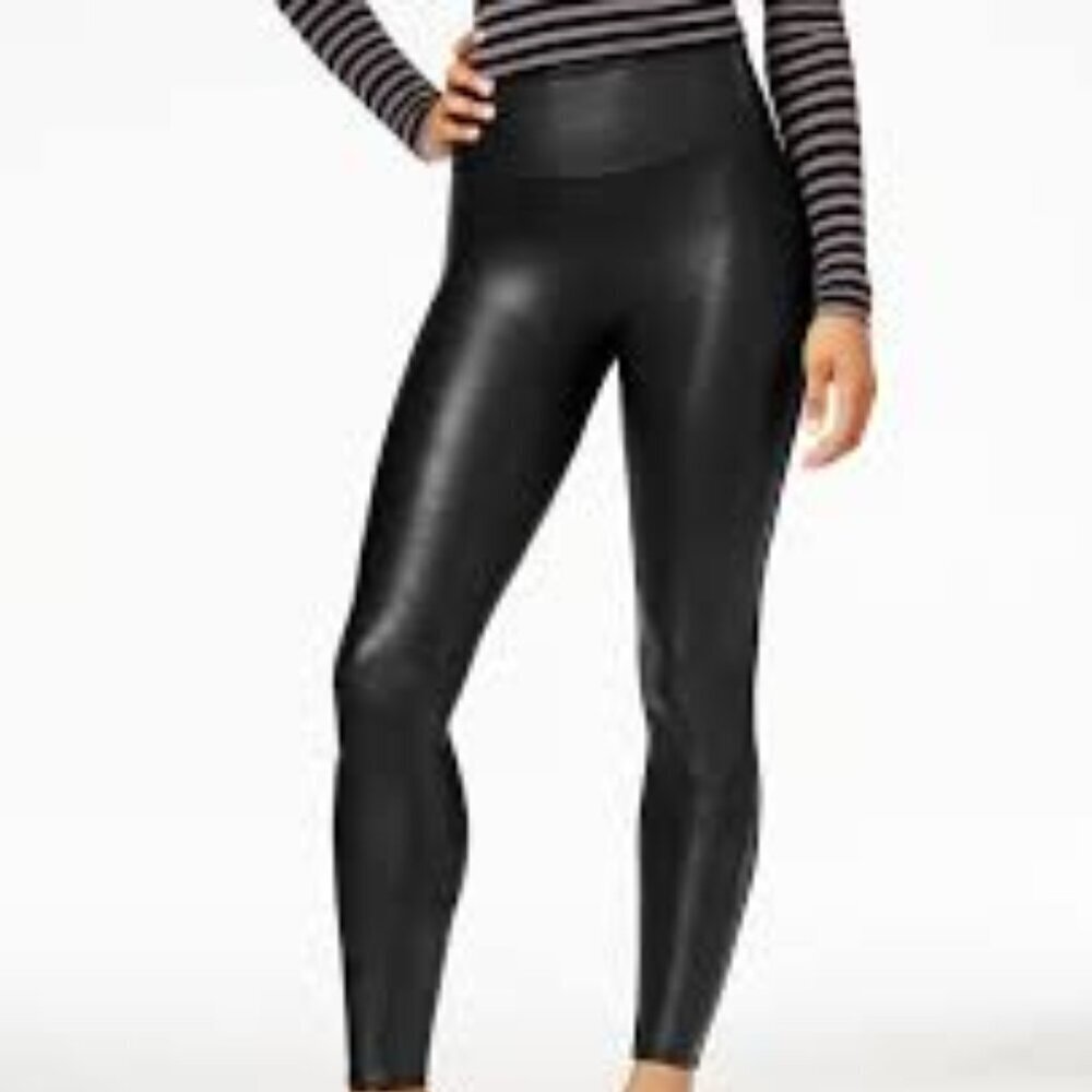 ✅ SPANX Faux Leather Leggings BLACK SIZE SMALL‎